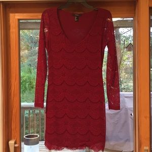 Dark Red Lace Dress